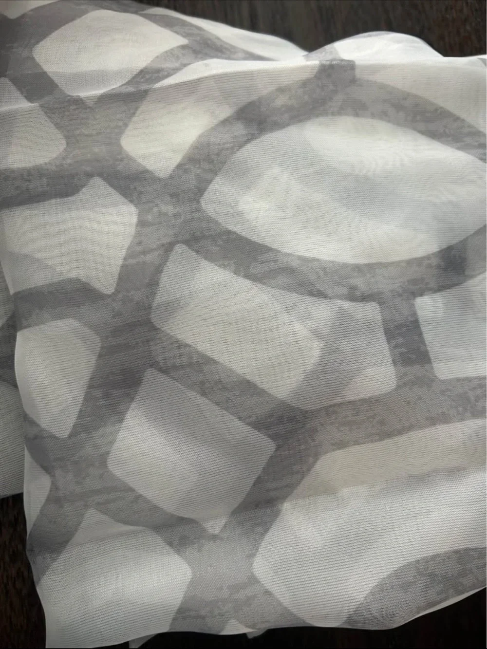 Modern Gray Geometric Sheer Curtain Panel - Home Accents